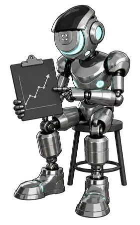 Kalvin sitting and pointing at a chart on a clipboard
